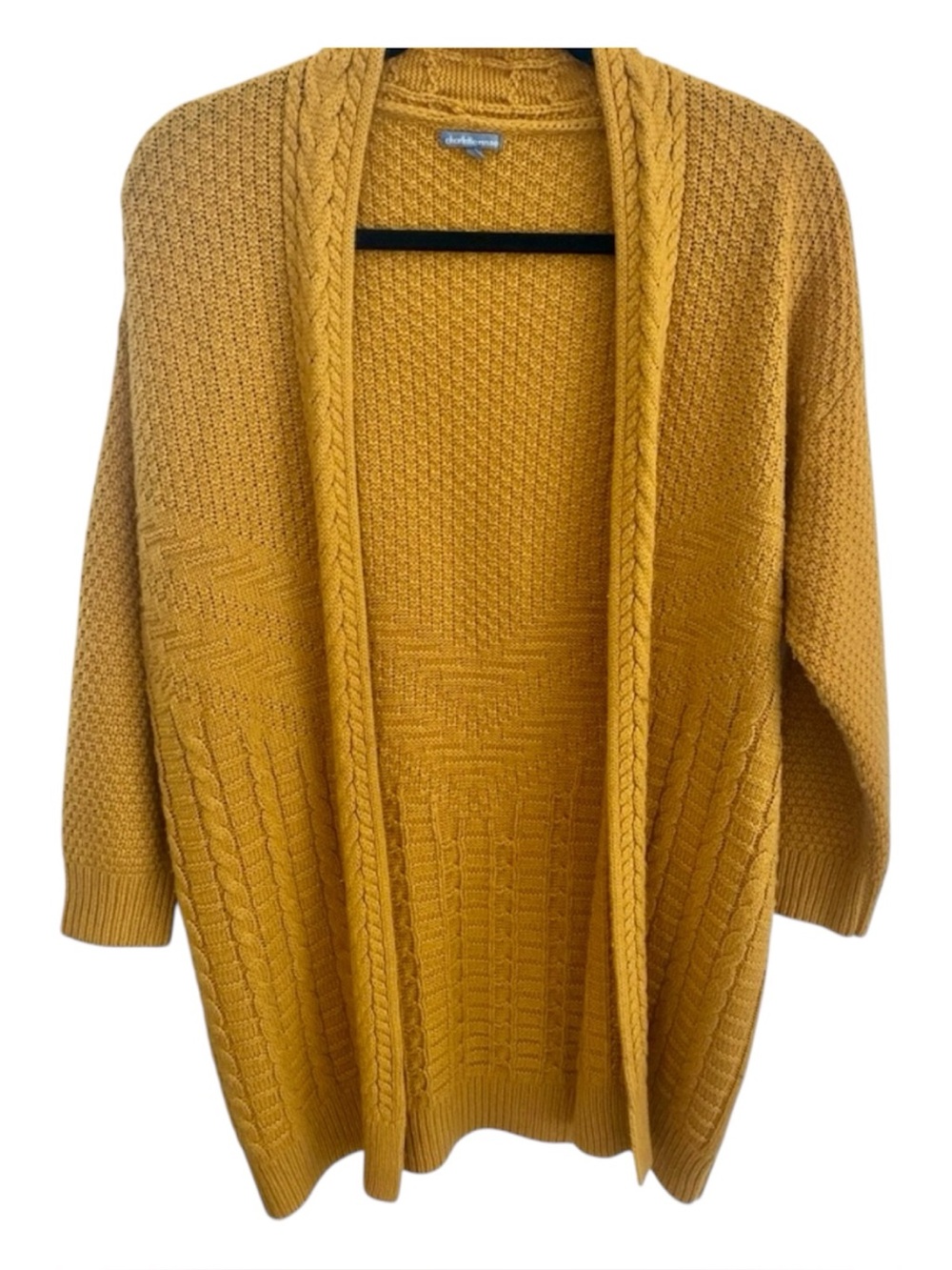 Charlotte Russe Mustard Cable Knit Cocoon Cardigan Open Front Grandpa Core S